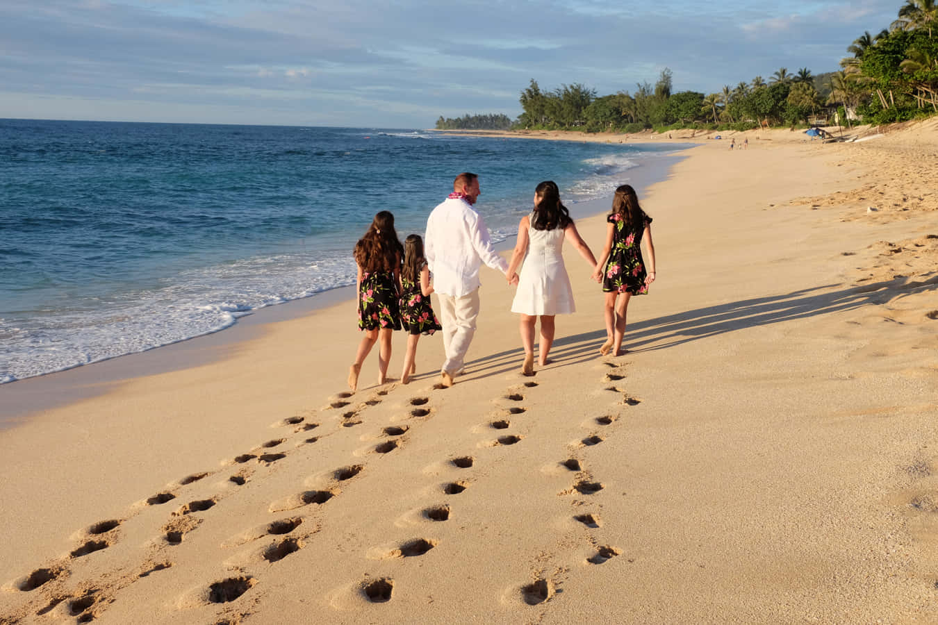 Caption: Serene Beach Walk At Sunset Wallpaper