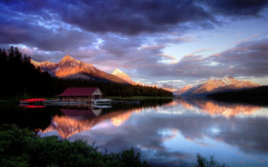 Caption: Serene Nature Scene With A Tranquil Lake Wallpaper