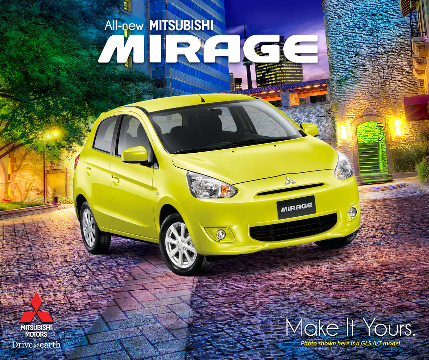 Caption: Sleek Mitsubishi Mirage Gliding On The Open Road. Wallpaper