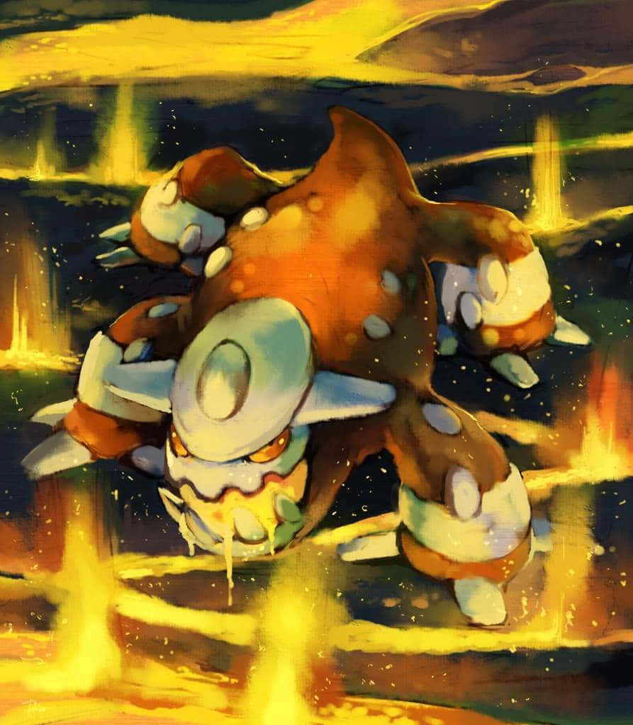 Caption: Sovereign Of Lava: Heatran In Its Natural Habitat. Wallpaper