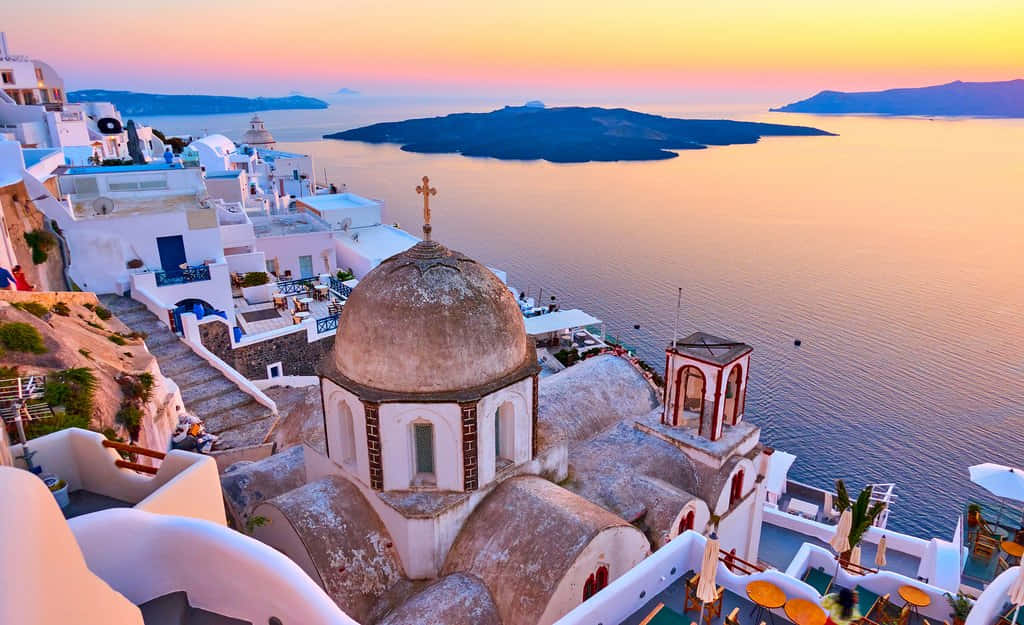 Caption: Stunning Beach View On A Beautiful Greek Island Wallpaper