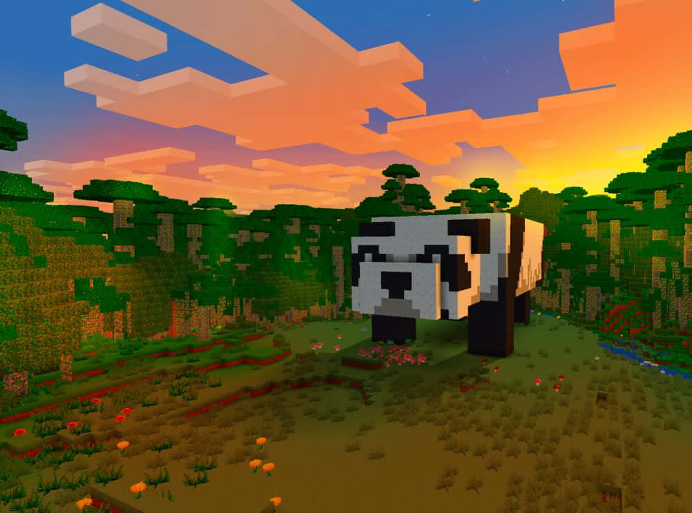 Caption: Stunning Minecraft Pixel Art Masterpiece Wallpaper