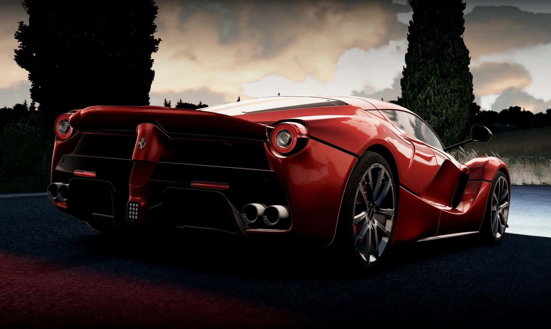 Caption: Stunning Red Ferrari Laferrari On The Open Road Wallpaper