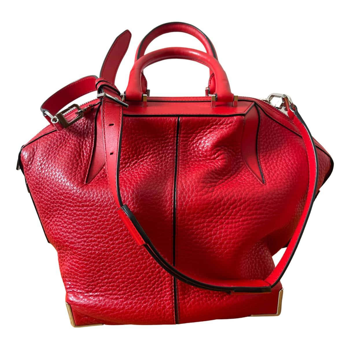 Caption: Stylish Red Handbag For Fashion-forward Women Wallpaper