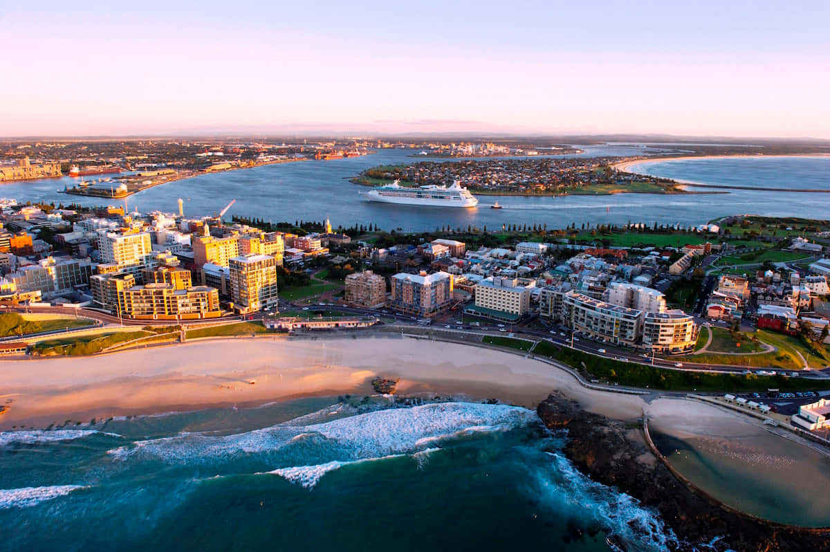 Caption: Sunset Over Newcastle Harbour, Nsw, Australia Wallpaper