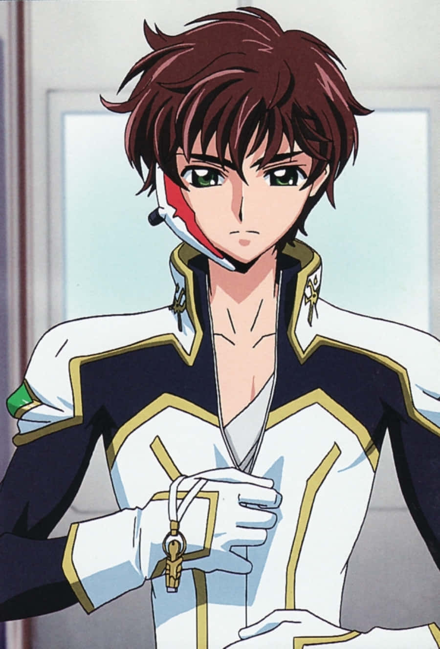 Caption: Suzaku Kururugi In Intense Action Pose Wallpaper