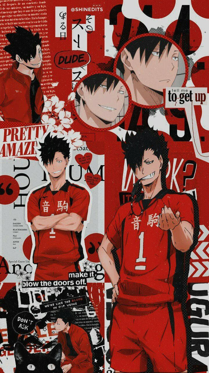 Caption: Tetsuro Kuroo Magazine Collage Art Wallpaper