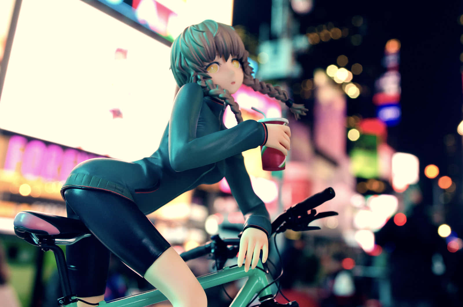 Caption: Time Traveler Suzuha Amane On Her Bicycle Wallpaper