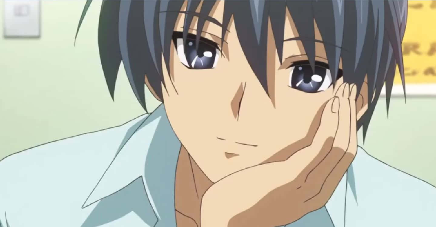 Caption: Tomoya Okazaki Deep In Thought Wallpaper