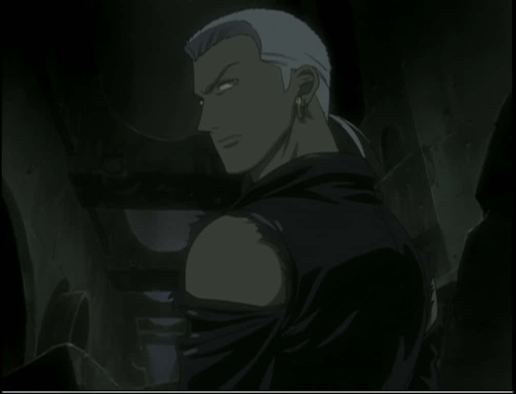 Caption: Tsume From Wolf's Rain Standing Under The Moonlight Wallpaper