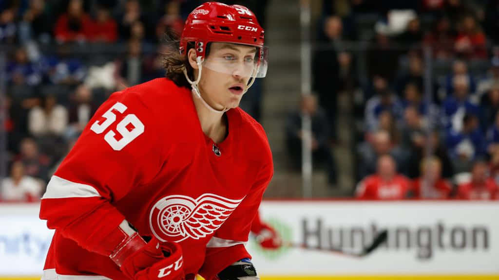 Caption: Tyler Bertuzzi In Action On The Ice Wallpaper