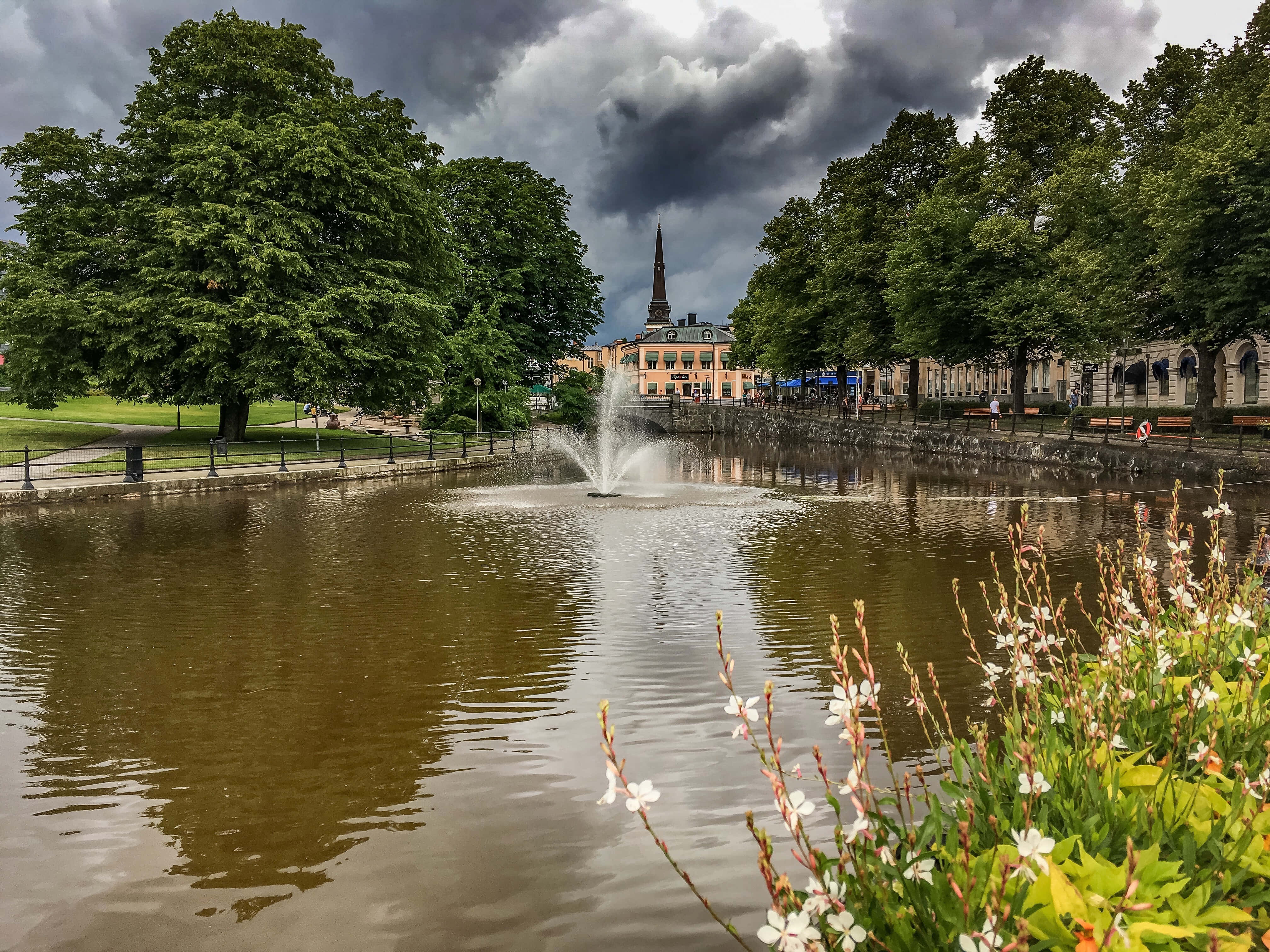 Caption: Västerås Skyline At Dusk Wallpaper