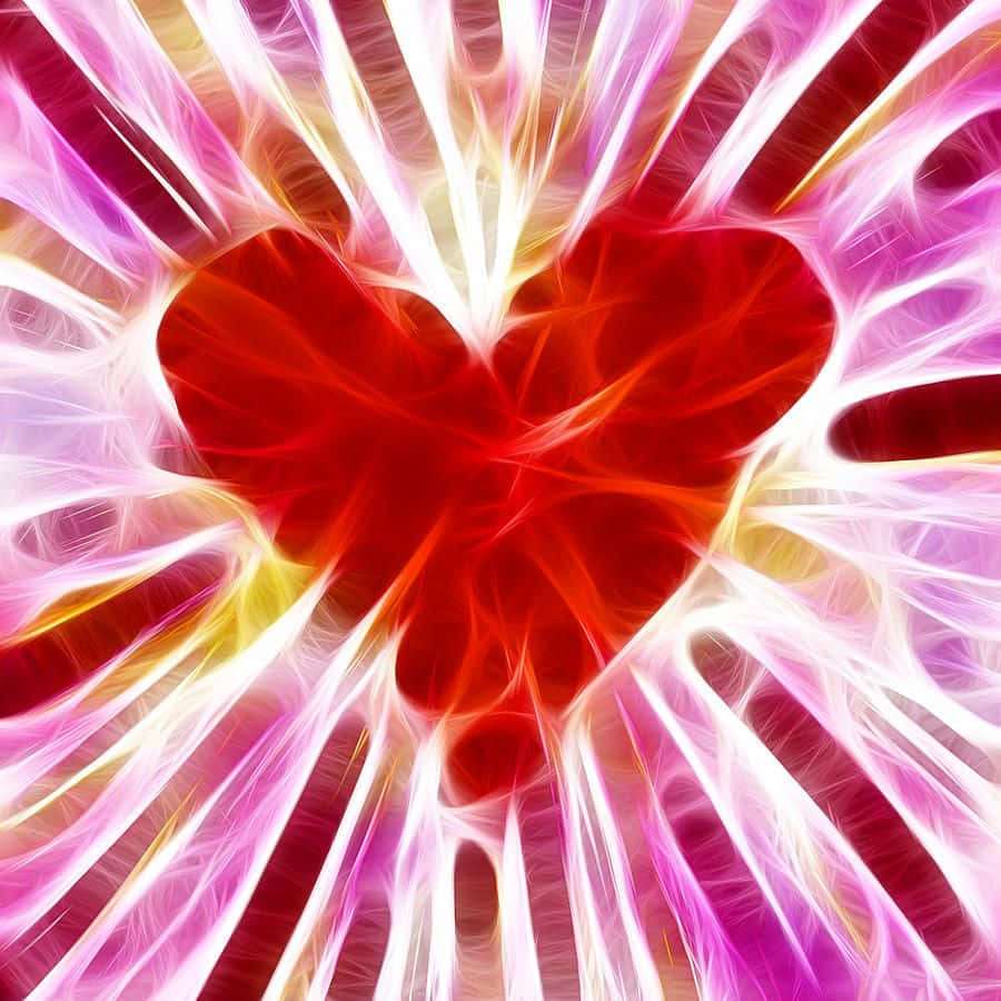 Caption: Vibrant Heart Art On A Wooden Canvas Wallpaper