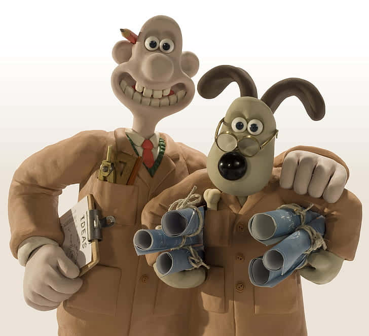 Caption: Wallace & Gromit Examine Blueprints In The Curse Of The Were-rabbit. Wallpaper