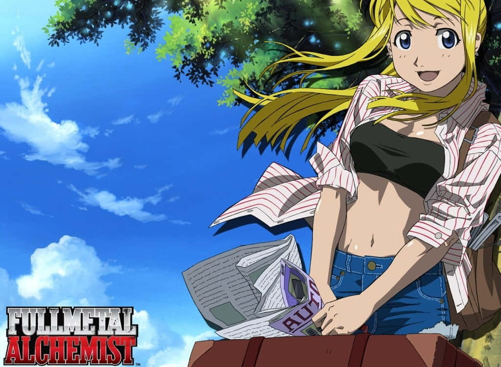 Caption: Winry Rockbell - The Ingenious Mechanic Wallpaper