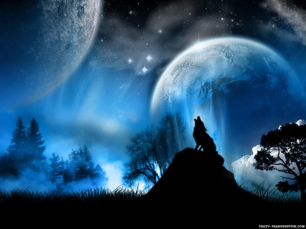 Captivating Fire And Ice Wolf Wallpaper