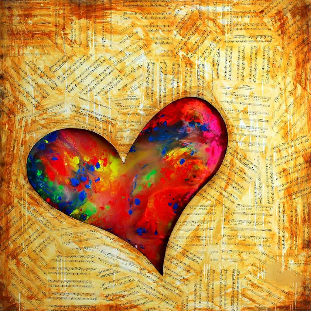 Captivating Heart Art Displayed On Canvas Wallpaper