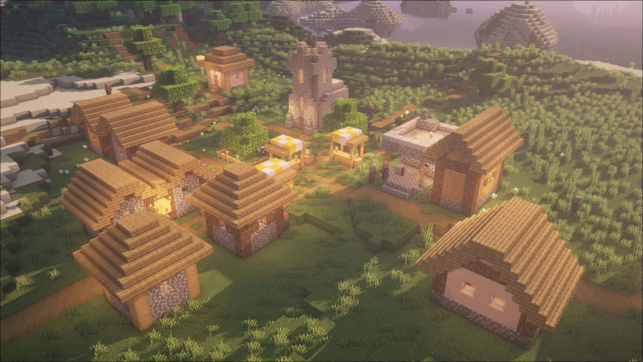 Captivating Minecraft Village Landscape Wallpaper