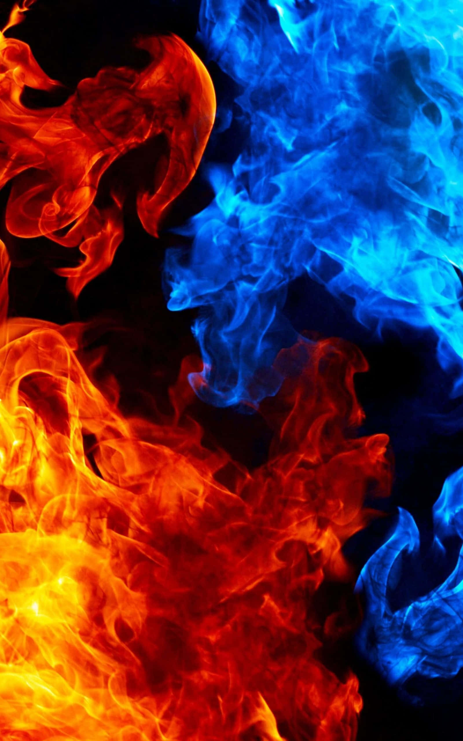 Captivating Red And Blue Fire Pattern Wallpaper