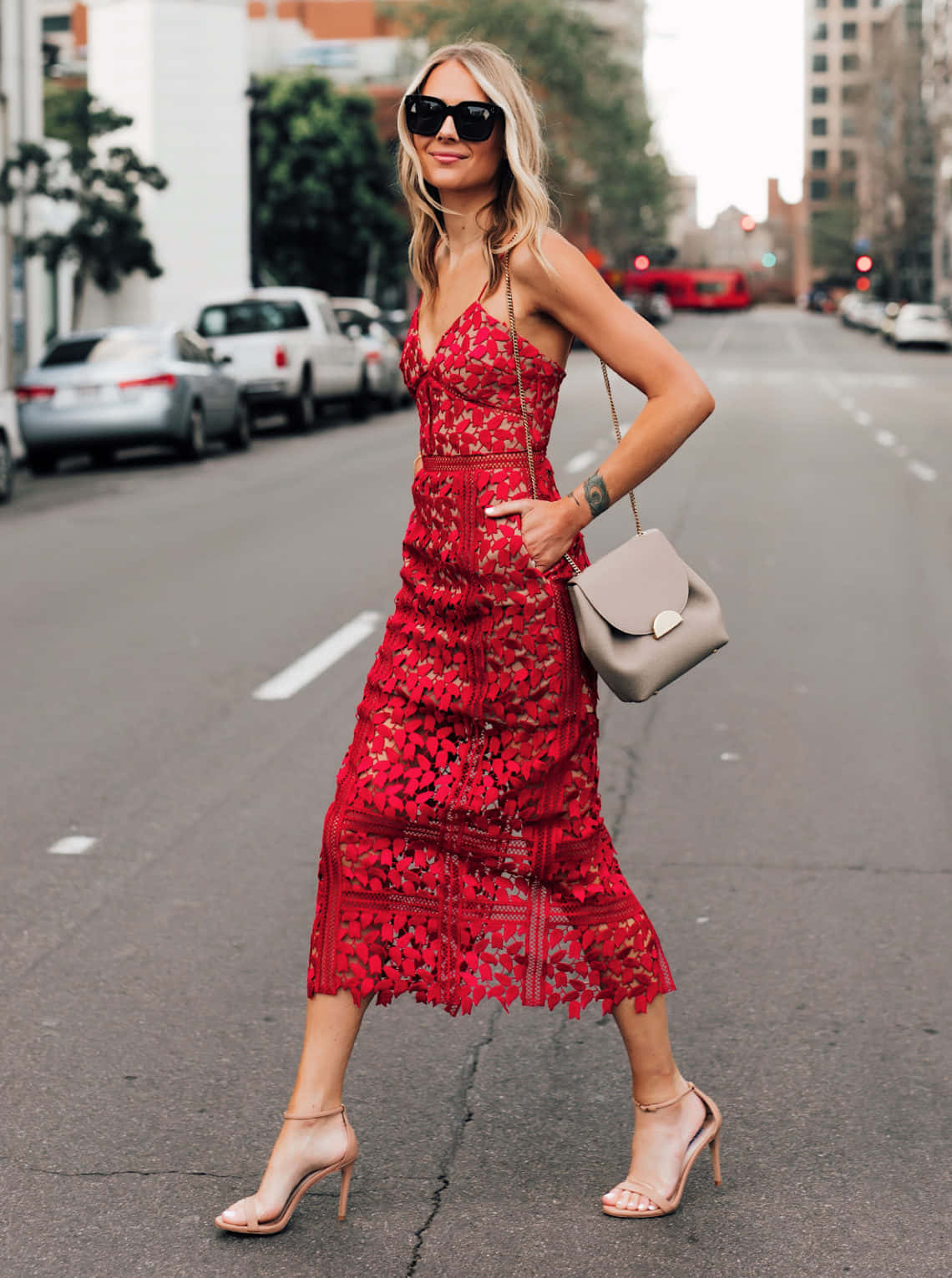 Captivating Red Lace Dress Wallpaper