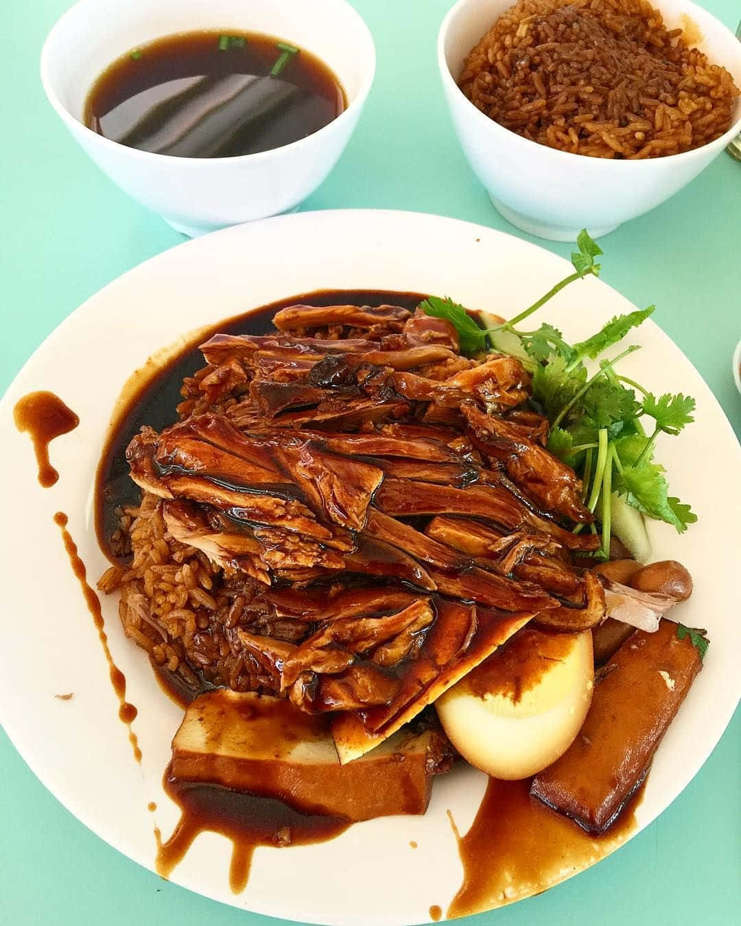 Captivating Savory Duck Rice With Overloaded Sauce Wallpaper