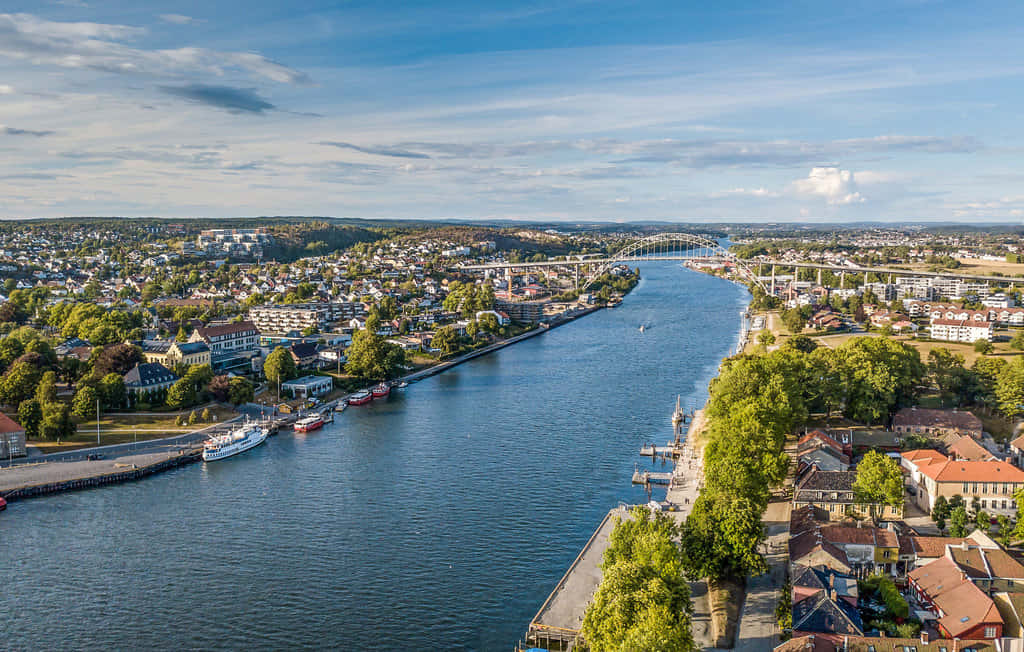 Captivating Sunset Over Fredrikstad Wallpaper