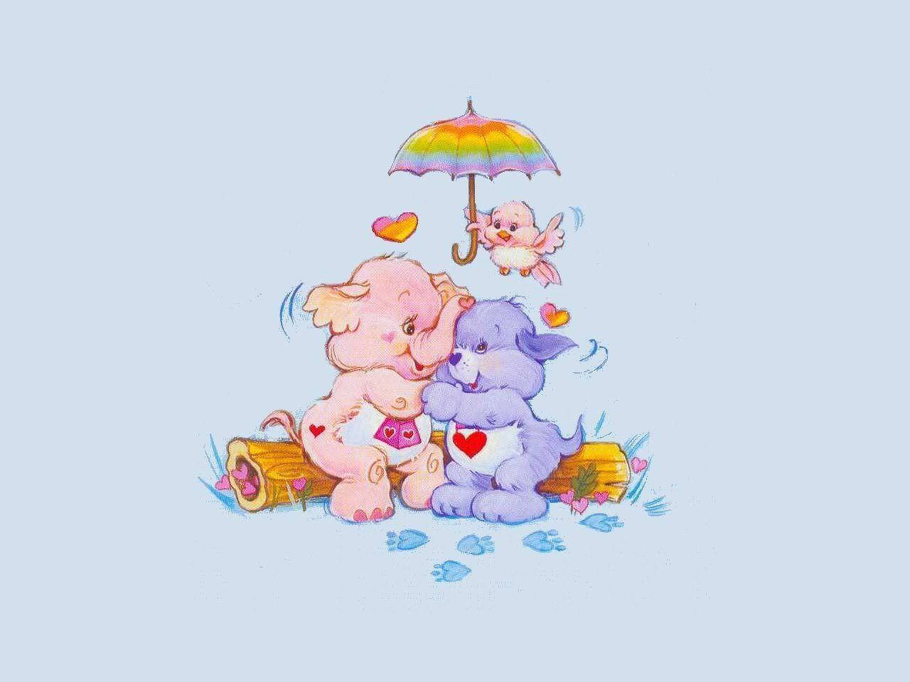 Care Bears Under The Umbrella Wallpaper