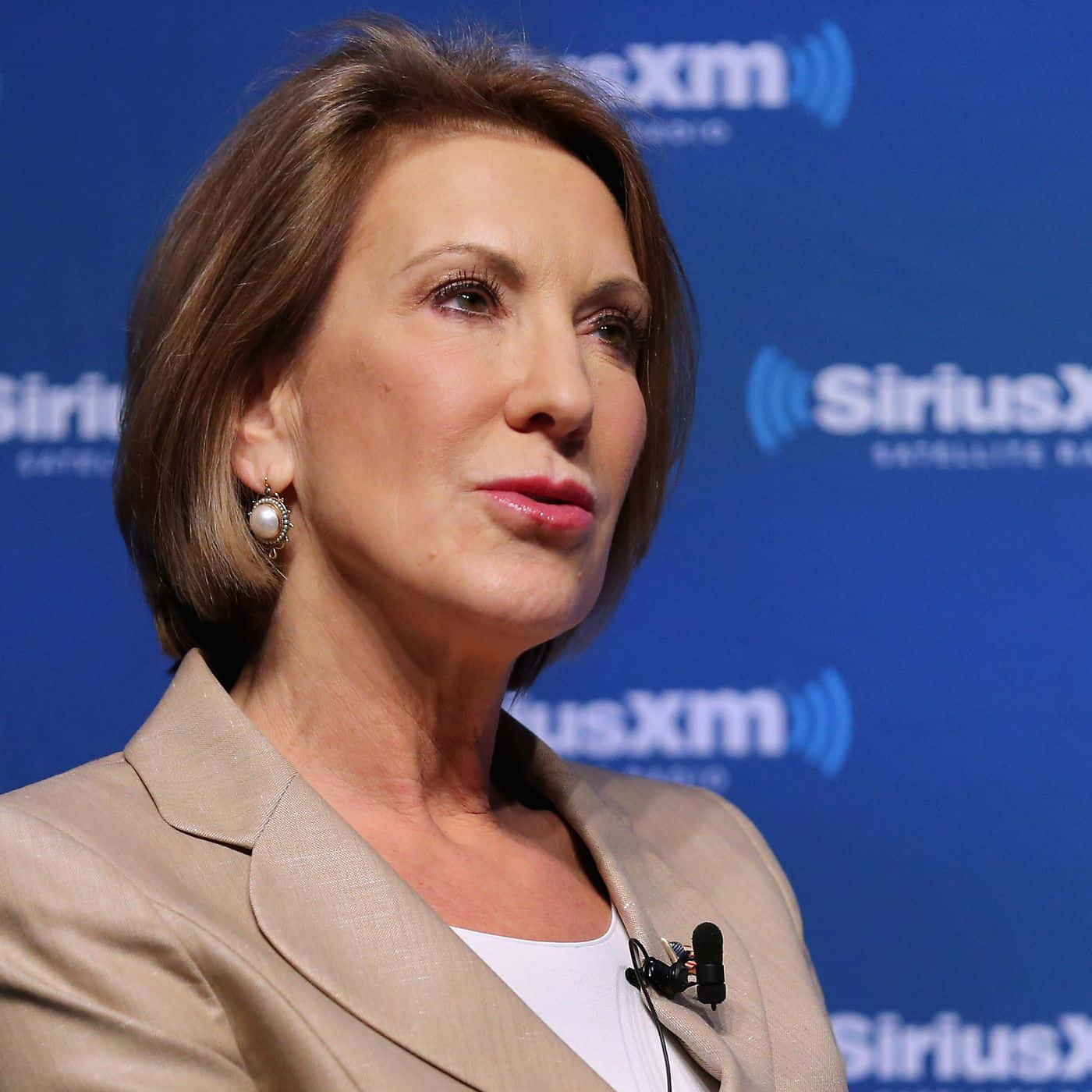 Carly Fiorina During A Radio Interview Wallpaper