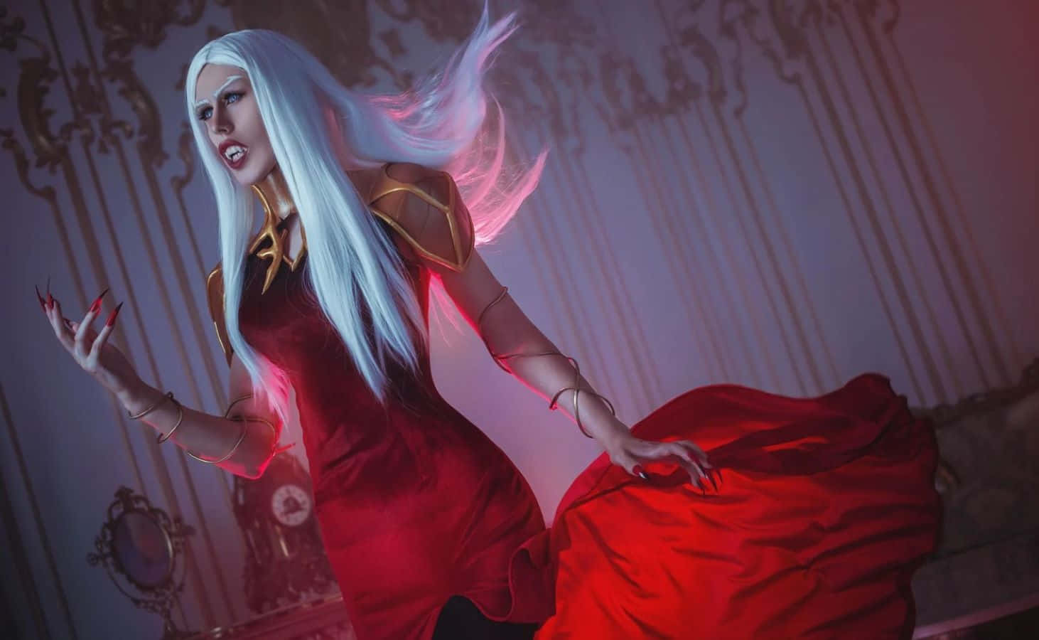 Carmilla Castlevania Cosplay Dynamic Pose Wallpaper