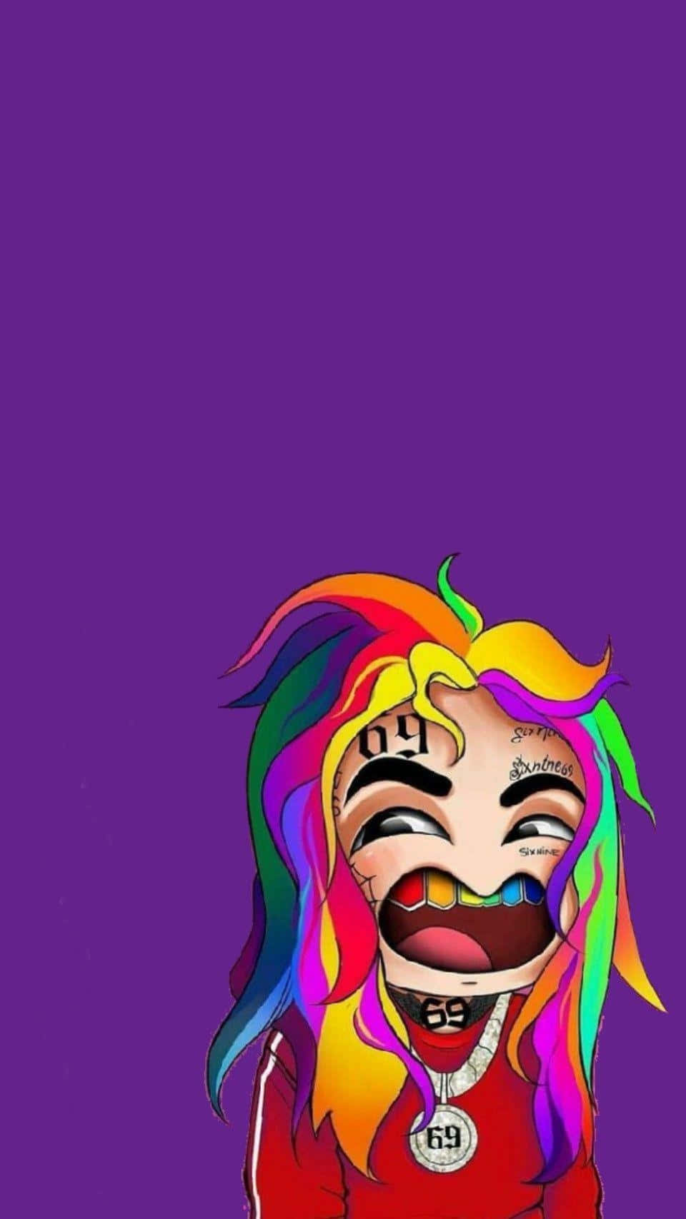 Cartoon American Rapper 6ix9ine. Wallpaper