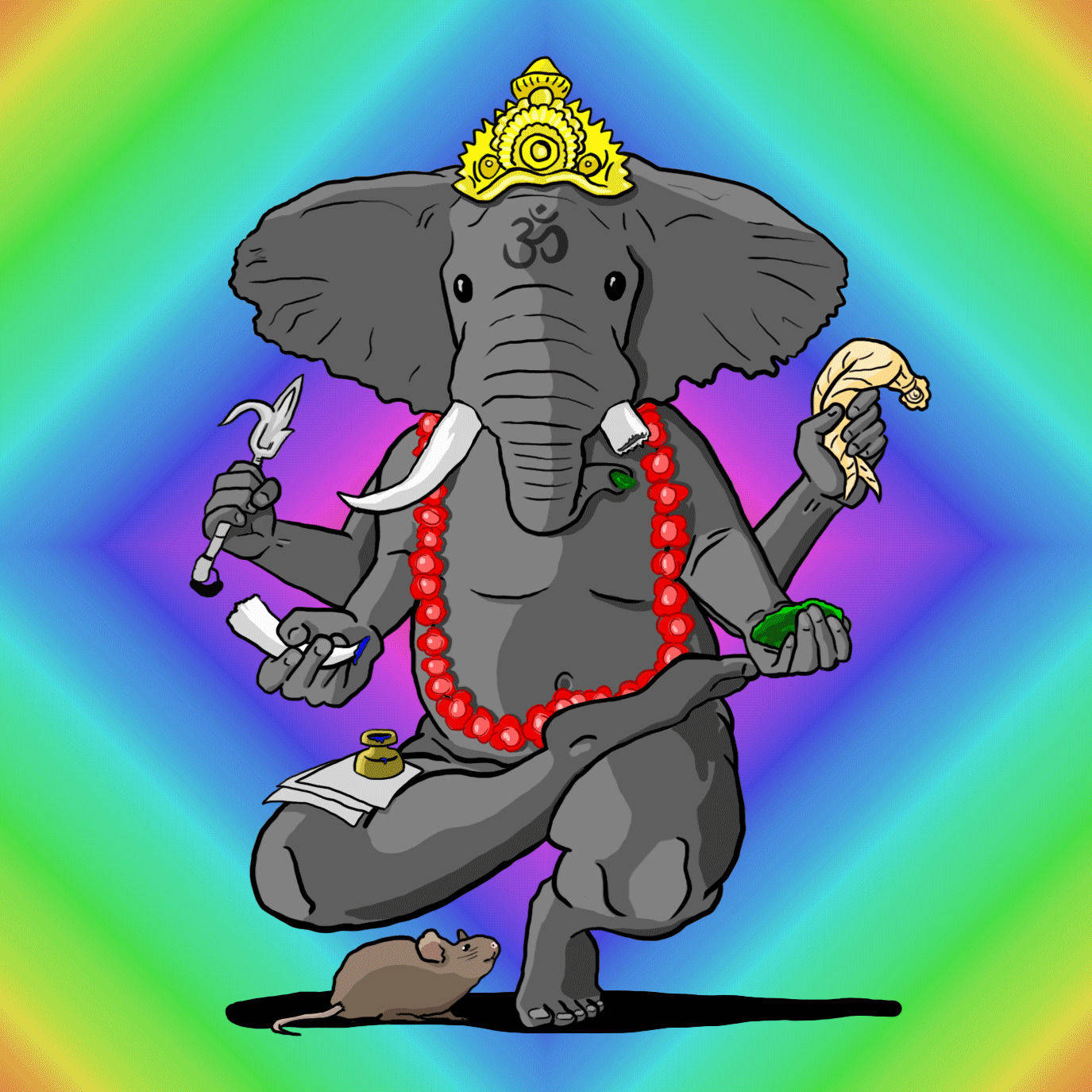 Cartoon Art Of Lord Ganesha Wallpaper