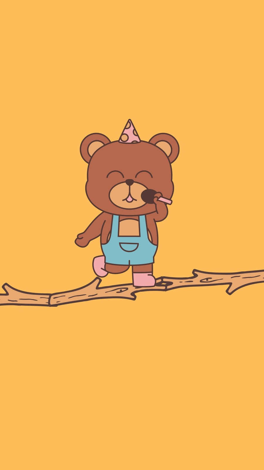 Cartoon Bearon Branchi Phone Wallpaper Wallpaper