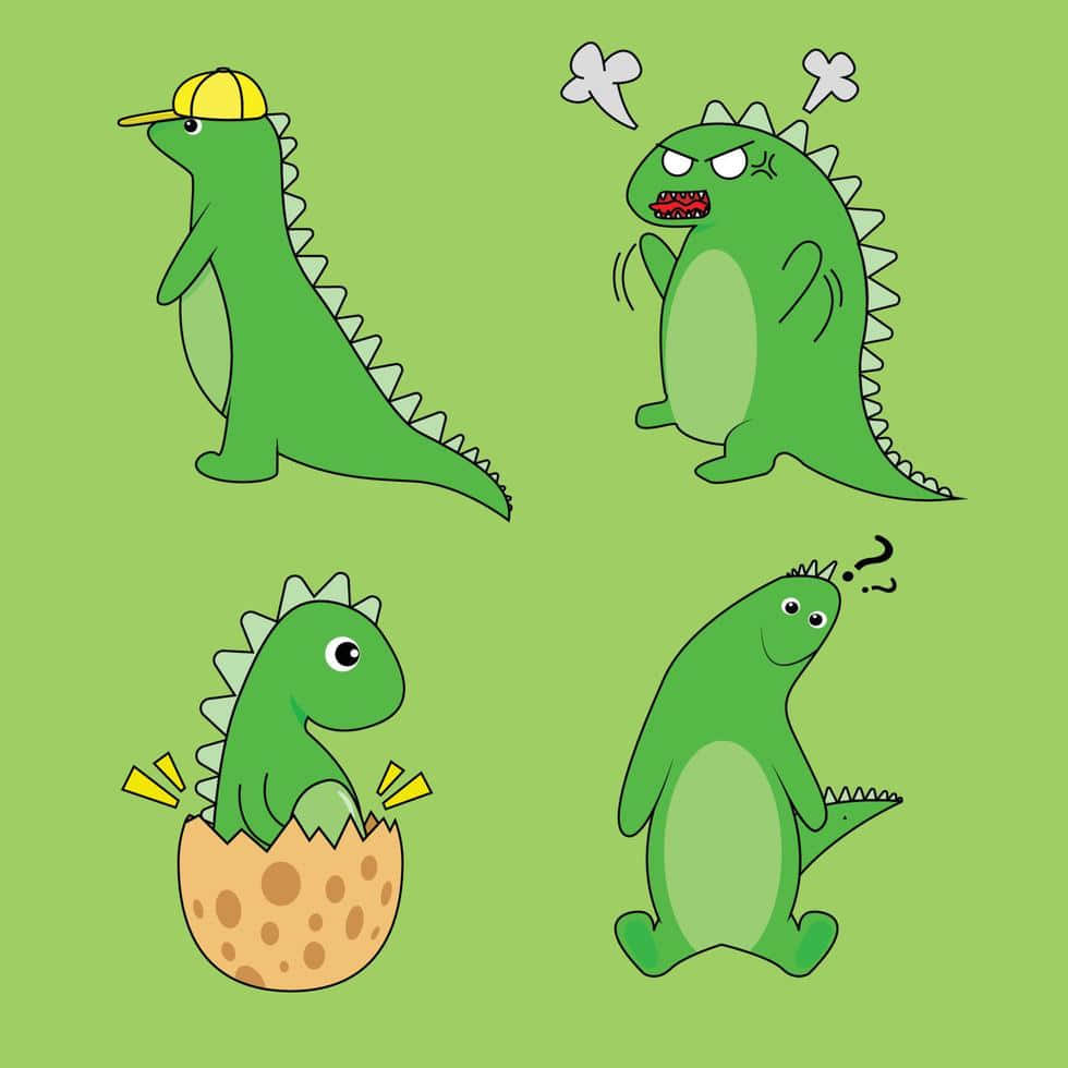 Cartoon Dinosaurs Expressing Emotions Wallpaper