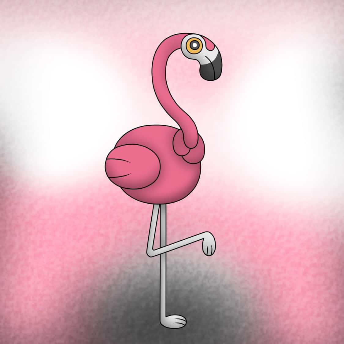 Cartoon Flamingo Standing One Leg Wallpaper