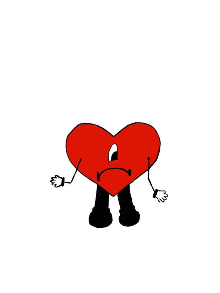 Cartoon Heart With Facial Expression Wallpaper