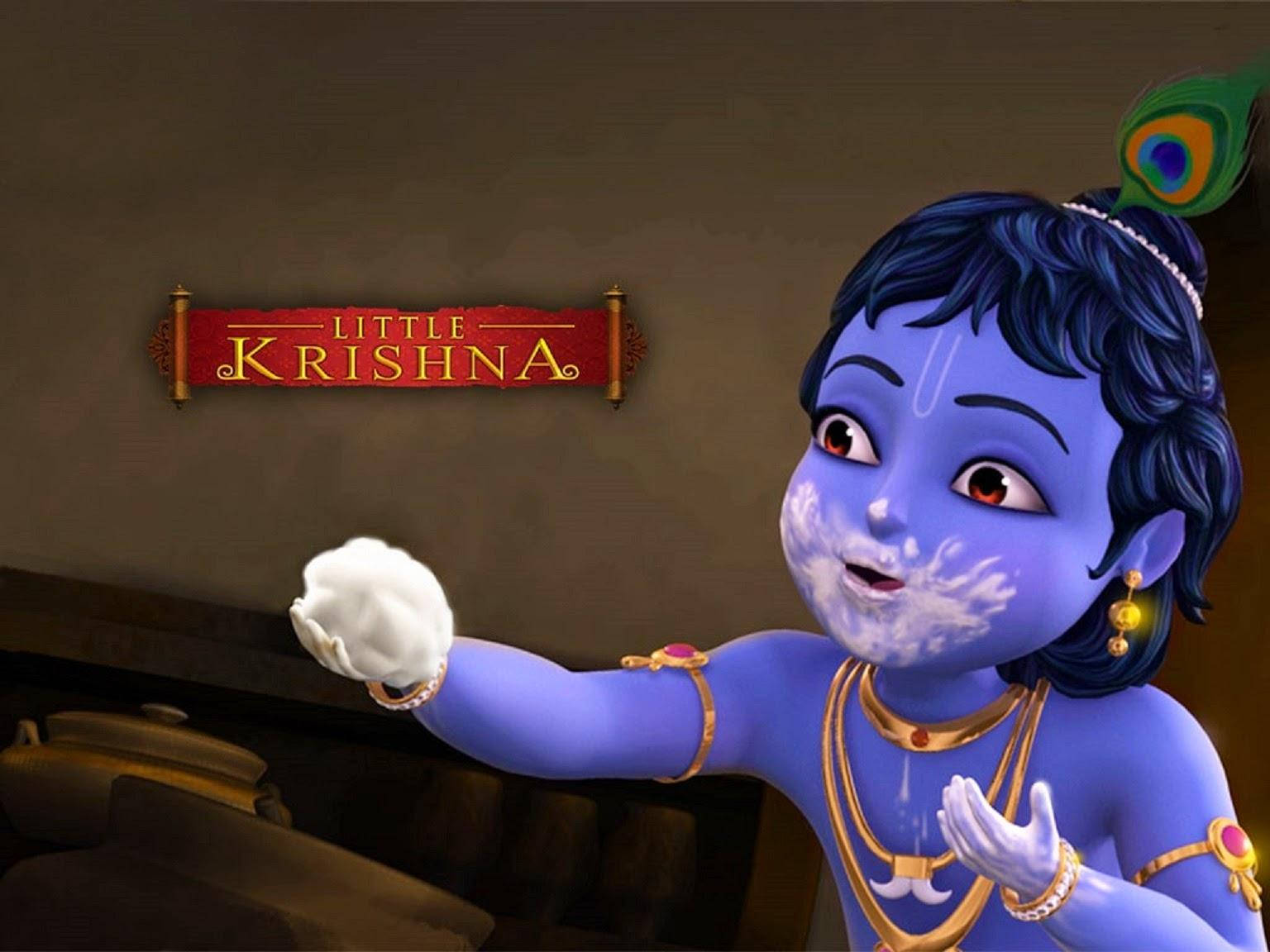 Cartoon Krishna Butter Wallpaper