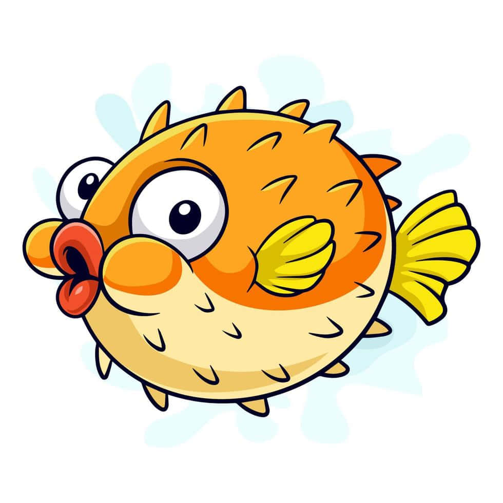 Cartoon Puffer Fish Illustration Wallpaper