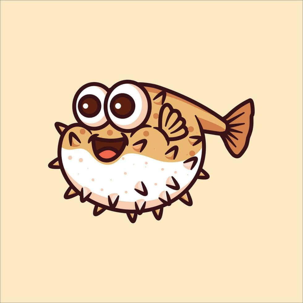 Cartoon Pufferfish Happiness Wallpaper