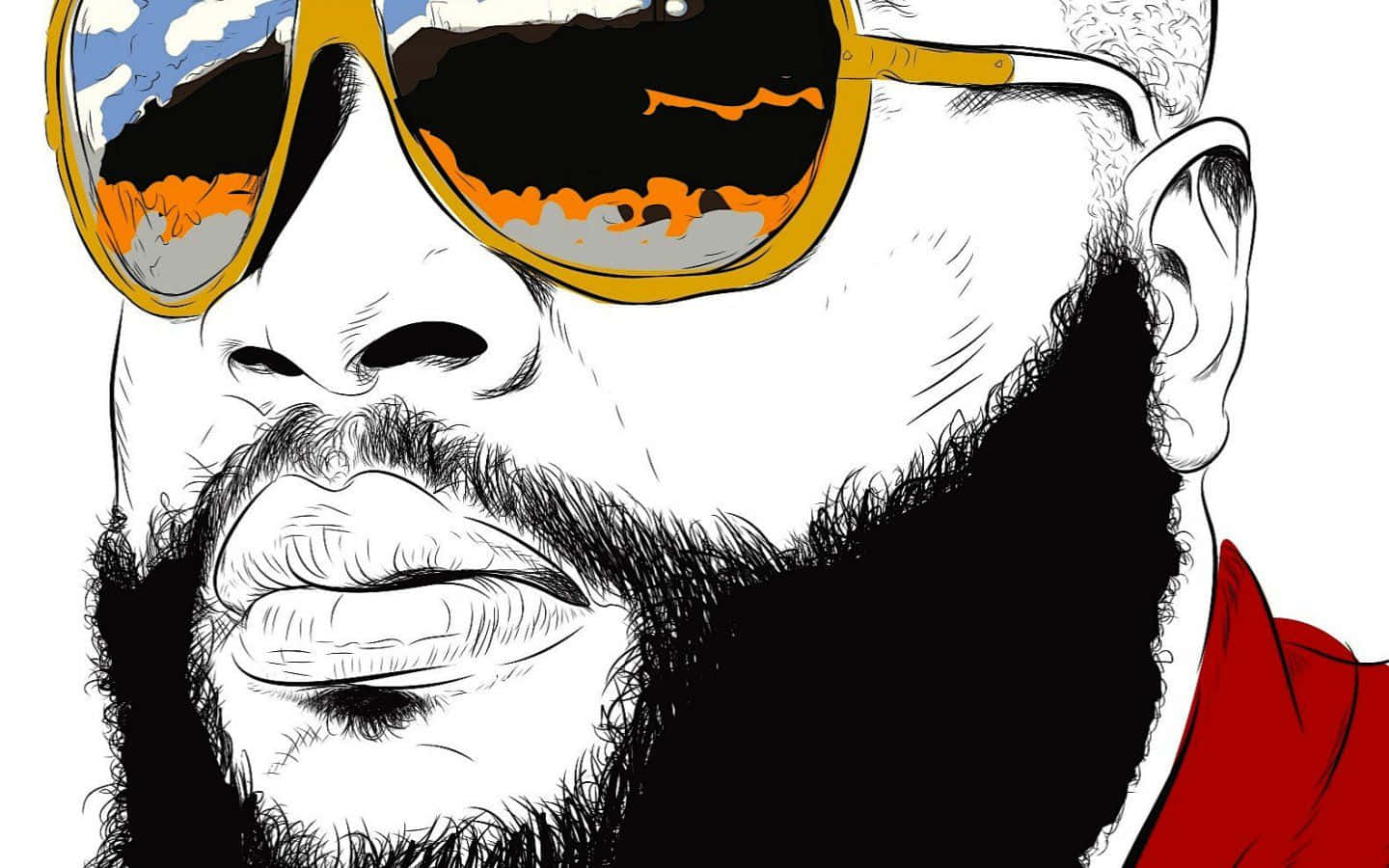 Cartoon Rapper Rick Ross Gold Glasses Wallpaper