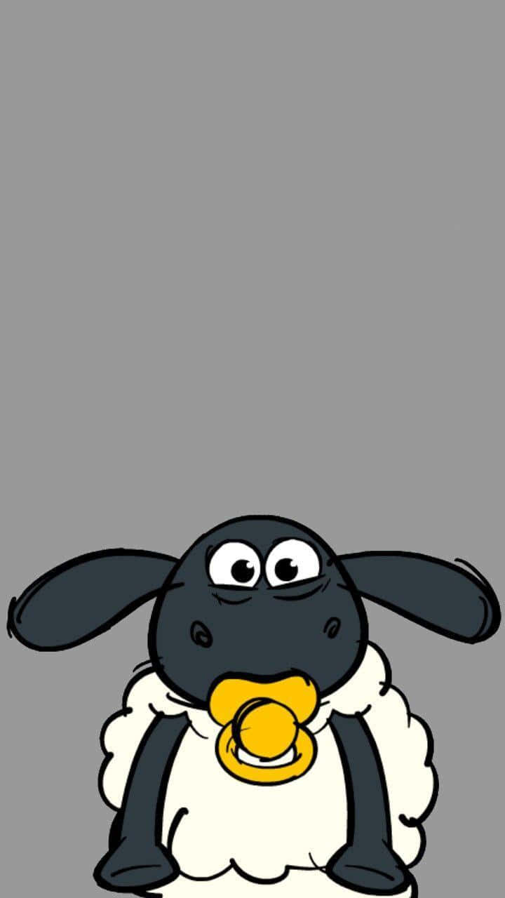 Cartoon Sheepwith Pacifier Wallpaper