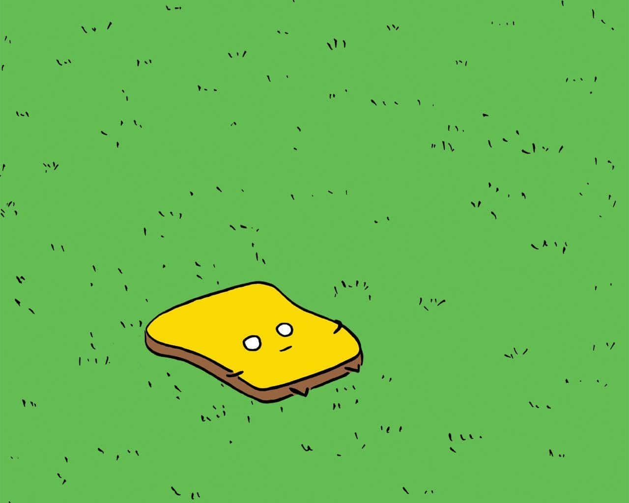 Cartoon Sliceof Breadon Green Background Wallpaper