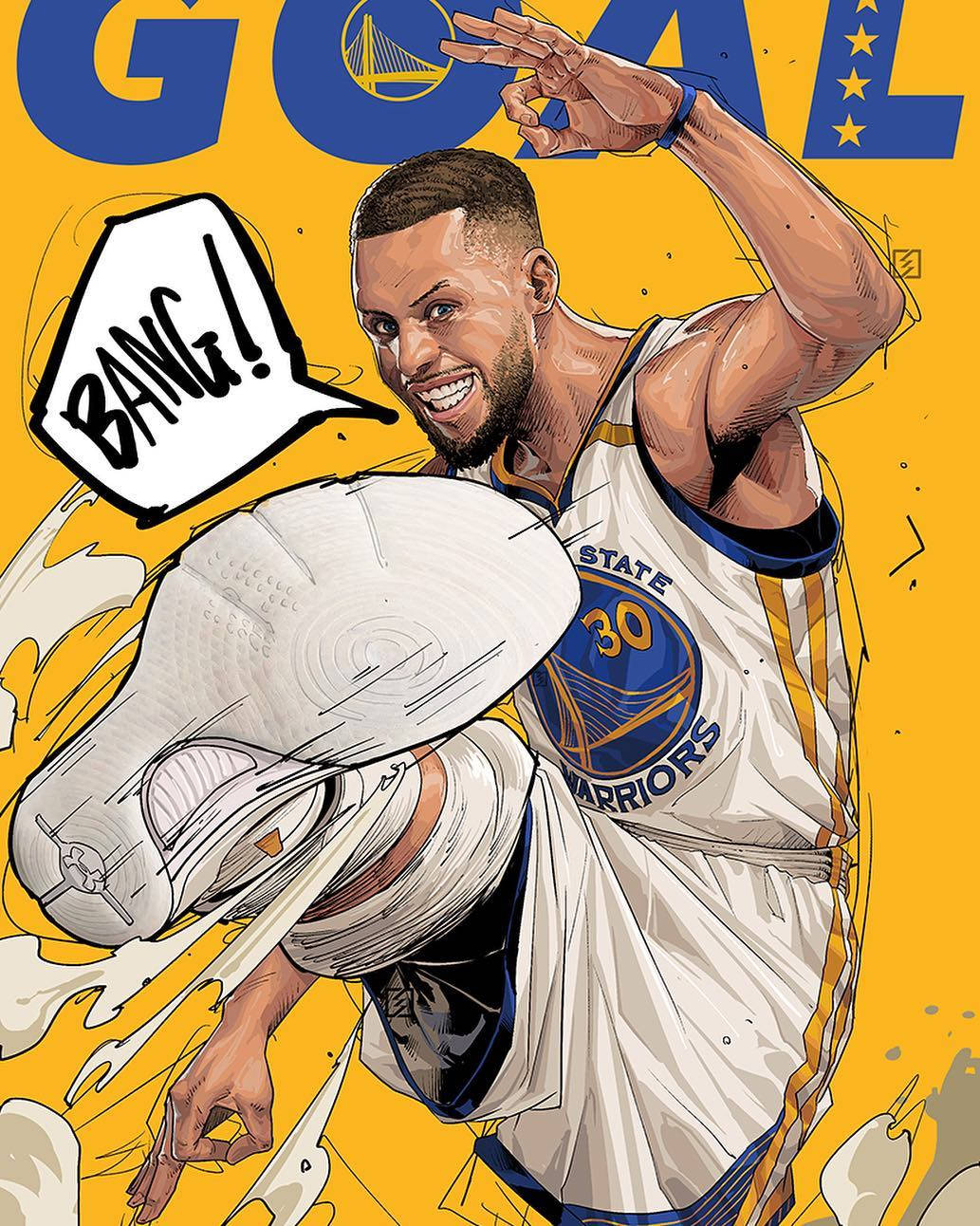 Cartoon Stephen Curry Goal Wallpaper