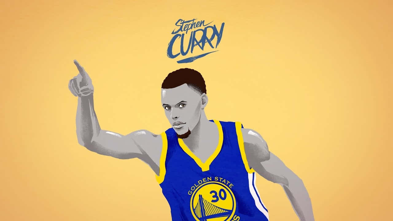 Cartoon Stephen Curry Golden State Warriors Wallpaper