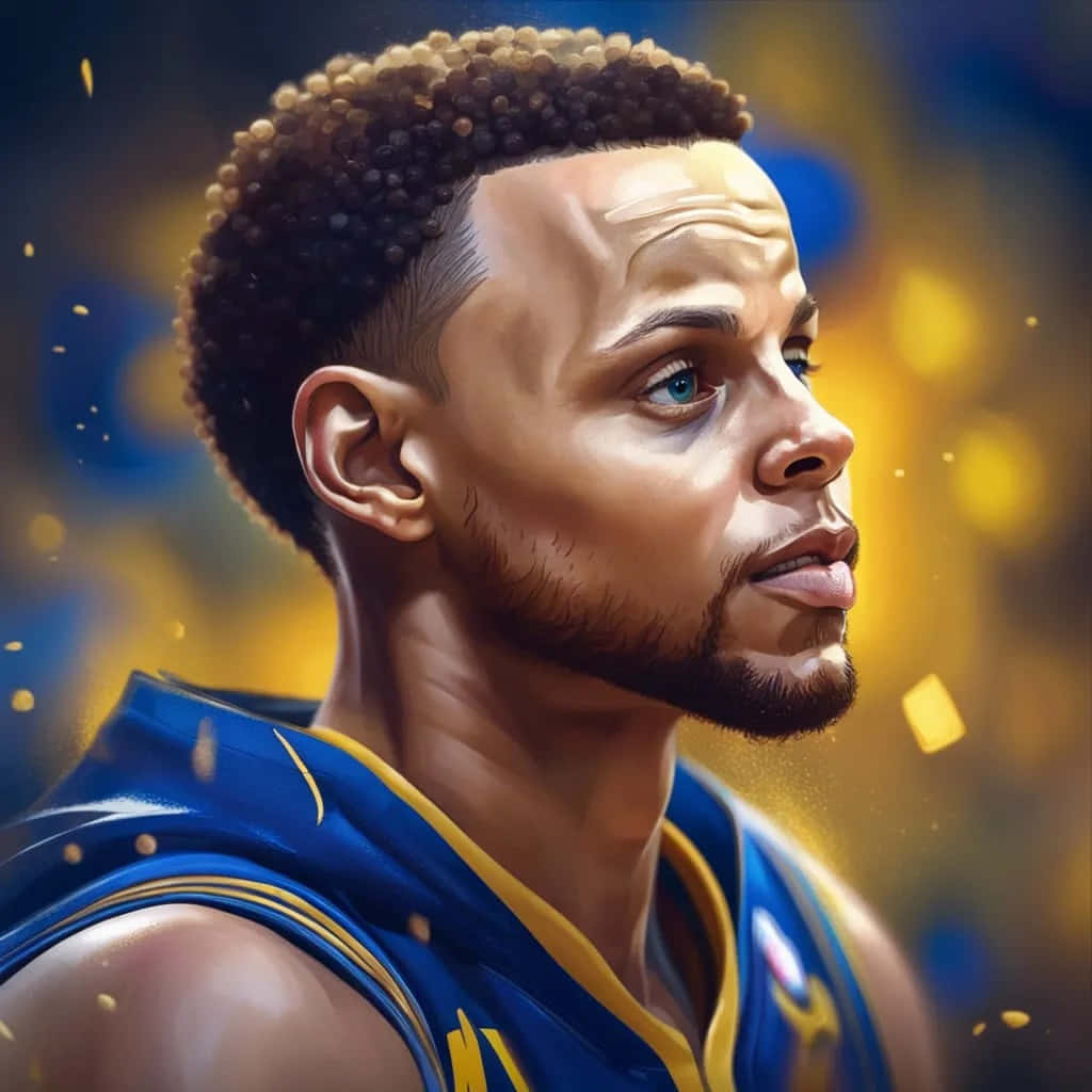 Cartoon Stephen Curry Portrait Wallpaper