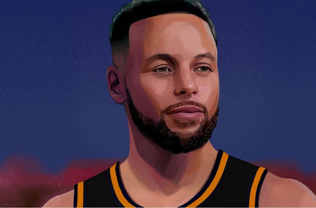 Cartoon Stephen Curry Portrait Wallpaper