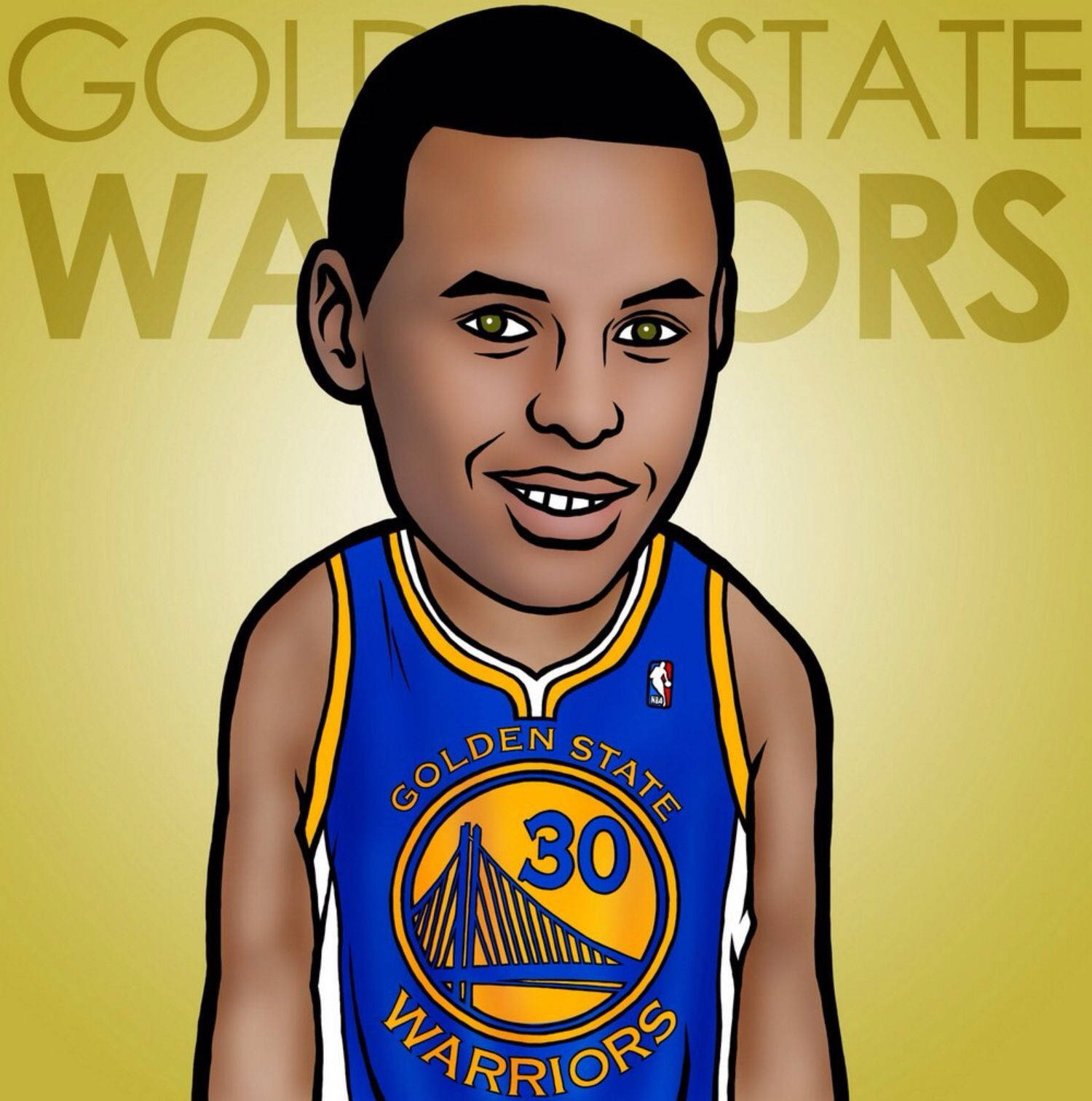 Cartoon Stephen Curry With Gsw Wallpaper