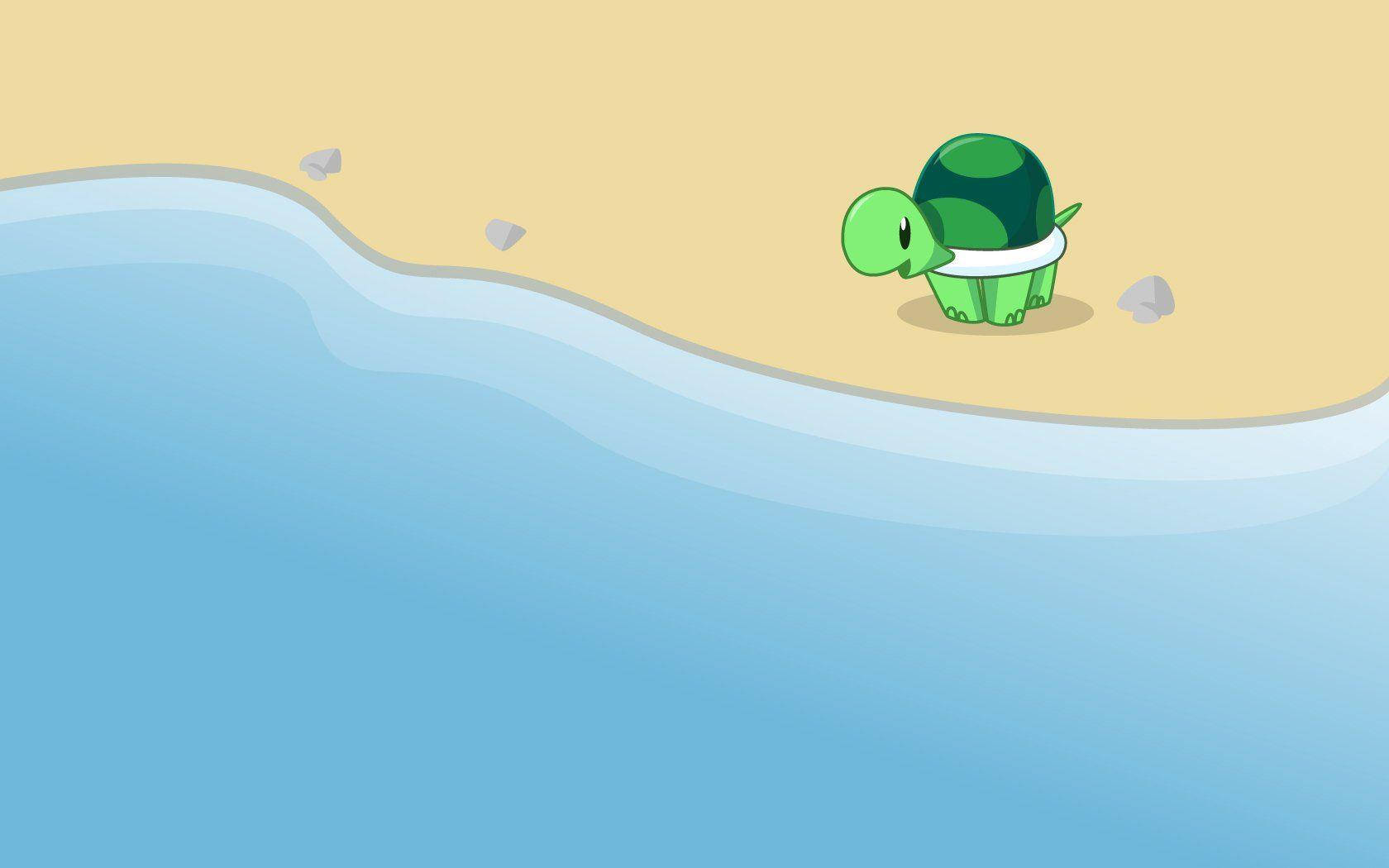 Cartoon Turtle By The Seashore Wallpaper