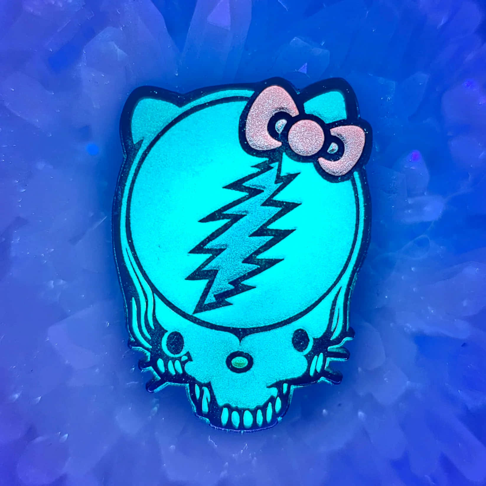 Cartoon Y2 K Skull Pinon Blue Wallpaper