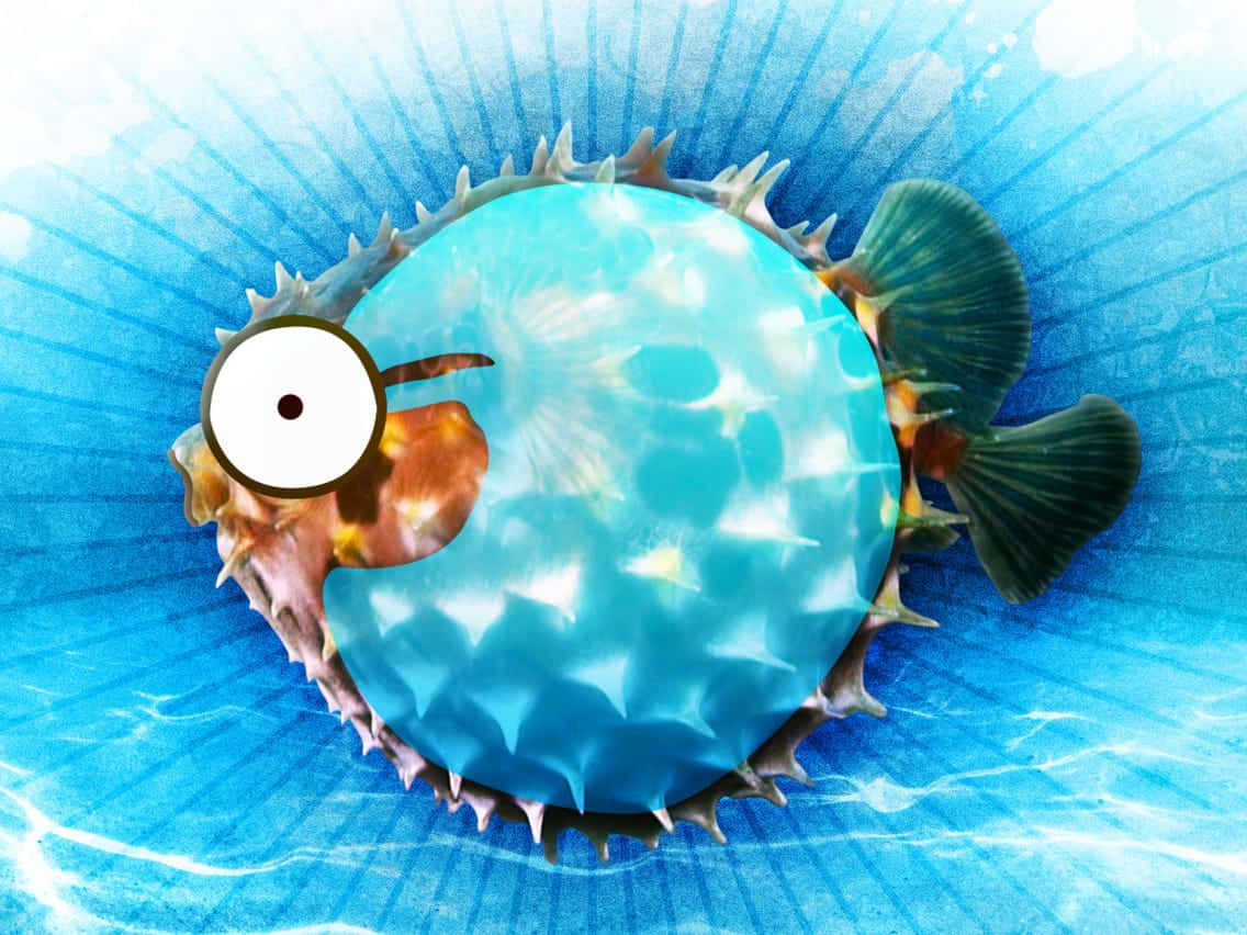 Cartoonish Pufferfish Illustration Wallpaper