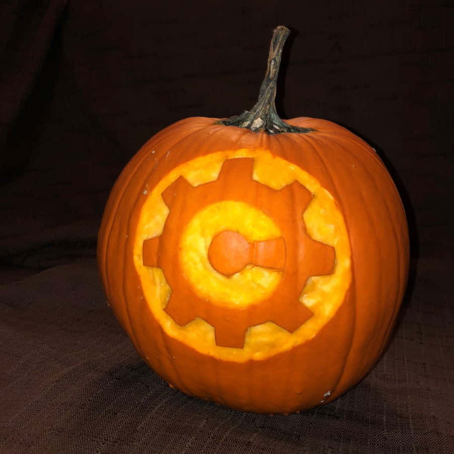 Carved Pumpkin Gear Design Wallpaper